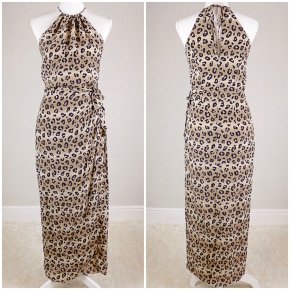 Vintage Dresses & Skirts - VTG Silk Leopard Cheetah Print Maxi Wrap Dress 4